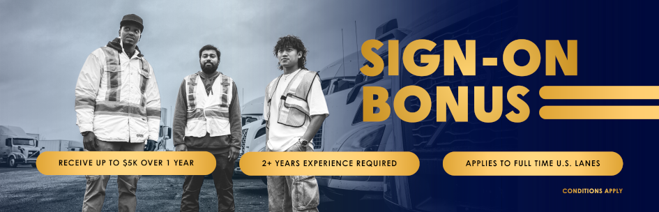 Musket Transport new driver sign-on bonus promotion; conditions apply.